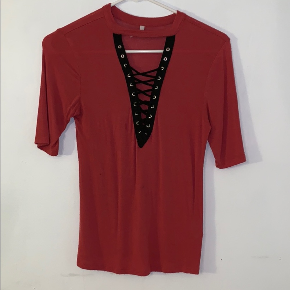 Red half sleeve top